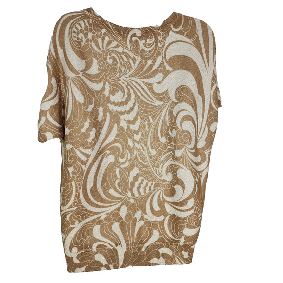 Talbots Sweater Womens Large Metallic Gold Crewneck Twirl Floral Pullover Dolman - Picture 2 of 8